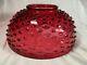 Victorian High Dome Cranberry Hobnail Glass14in Hanging Lamp Shade C1880
