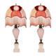 Victorian Murano Glass Lamps With Vintage Fringe Shades Pair