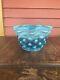 Victorian Opalescent Blue Hobnail Ruffled Glass Gas/oil Lamp Shade 5 Fitter
