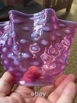 Victorian Opalescent Pink Hobnail Ruffled Glass Gas or Oil Lamp Shade 4 Fitter