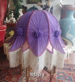 Victorian Purple Fringe Lamp Shade, Inside Lining Show Wear, Needs To Be Redone