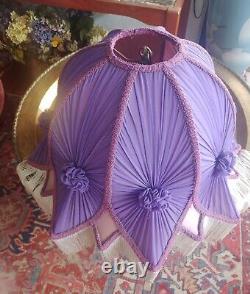 Victorian Purple Fringe Lamp Shade, Inside Lining Show Wear, Needs To Be Redone