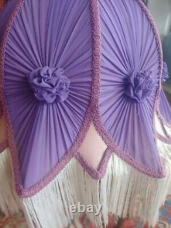 Victorian Purple Fringe Lamp Shade, Inside Lining Show Wear, Needs To Be Redone