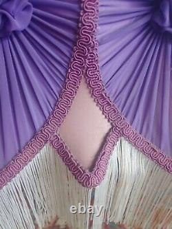 Victorian Purple Fringe Lamp Shade, Inside Lining Show Wear, Needs To Be Redone