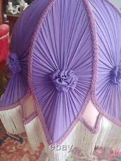 Victorian Purple Fringe Lamp Shade, Inside Lining Show Wear, Needs To Be Redone