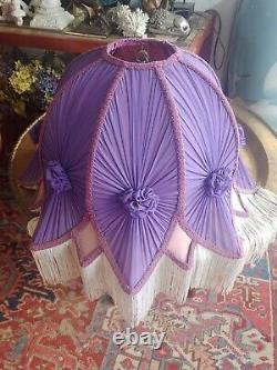 Victorian Purple Fringe Lamp Shade, Inside Lining Show Wear, Needs To Be Redone