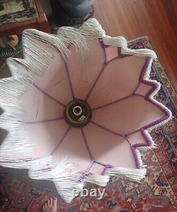 Victorian Purple Fringe Lamp Shade, Inside Lining Show Wear, Needs To Be Redone