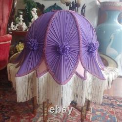 Victorian Purple Fringe Lamp Shade, Inside Lining Show Wear, Needs To Be Redone