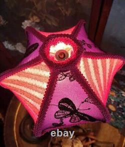 Victorian Style Lamp Shade, Purple Colors & Fringes With Butterflies Handmade