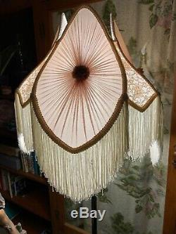 Victorian Style Vintage Tulip Silk Lamp Shade With Fringe (2 Available) LARGE