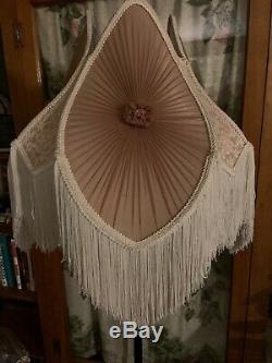 Victorian Style Vintage Tulip Silk Lamp Shade With Fringe (2 Available) LARGE