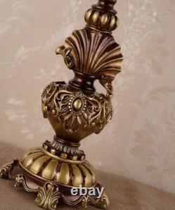 Victorian Table Lamp Vintage Style Lace Shade Beaded Fringe Rose Acc Bronze Gold Victorian Table Lamp Vintage Style Lace Shade Beaded Fringe Rose Acc Bronze Gold