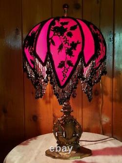 Victorian or Gothic Vintage Lamp w Amazing New Handmade Beaded Shade