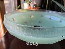 VinTaGe Green Mid-Century AtoMiC Hanging Art Glass Starburst/Optic Ceiling Shade