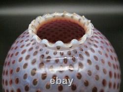 Vintage 10 Cranberry Opalescent Glass Windows Coindot Oil Kerosene Lamp Shade