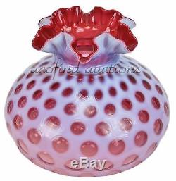 Vintage 10 FENTON Art Glass Cranberry Opalescent Coin Dot Lamp Shade