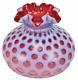 Vintage 10 Fenton Art Glass Cranberry Opalescent Coin Dot Lamp Shade