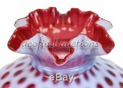 Vintage 10 FENTON Art Glass Cranberry Opalescent Coin Dot Lamp Shade