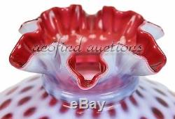 Vintage 10 FENTON Art Glass Cranberry Opalescent Coin Dot Lamp Shade