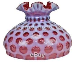 Vintage 10 FENTON Art Glass Cranberry Opalescent Coin Dot Lamp Shade