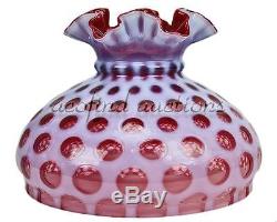 Vintage 10 FENTON Art Glass Cranberry Opalescent Coin Dot Lamp Shade