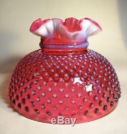 Vintage 10 Fenton Cranberry Opalesent Hobnail Lamp Shade, Shade Only