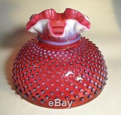 Vintage 10 Fenton Cranberry Opalesent Hobnail Lamp Shade, Shade Only