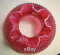 Vintage 10 Fenton Cranberry Opalesent Hobnail Lamp Shade, Shade Only