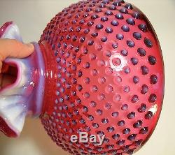 Vintage 10 Fenton Cranberry Opalesent Hobnail Lamp Shade, Shade Only