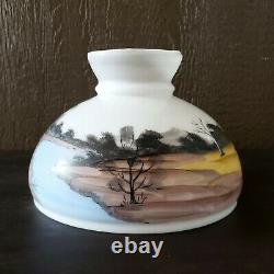 Vintage 10 Hand Painted Glass Folk Art Country Landscape Lamp Shade