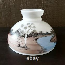 Vintage 10 Hand Painted Glass Folk Art Country Landscape Lamp Shade