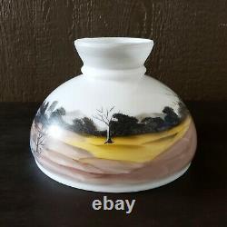 Vintage 10 Hand Painted Glass Folk Art Country Landscape Lamp Shade