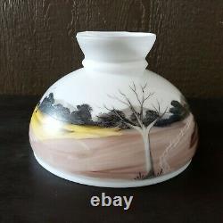 Vintage 10 Hand Painted Glass Folk Art Country Landscape Lamp Shade