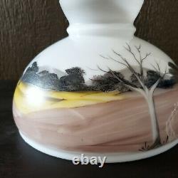 Vintage 10 Hand Painted Glass Folk Art Country Landscape Lamp Shade