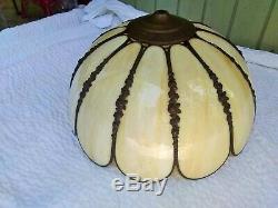 Vintage 12 Panel Caramel Slag Glass Lamp Shade Excellent Condition Free Shipping