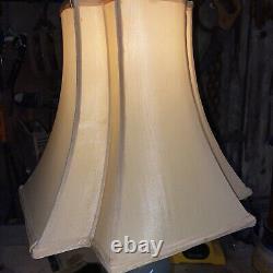 Vintage 12 SIDED DECO Structured Off White Silk Lamp Shade 7x13x15 MUST SEE