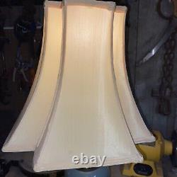 Vintage 12 SIDED DECO Structured Off White Silk Lamp Shade 7x13x15 MUST SEE
