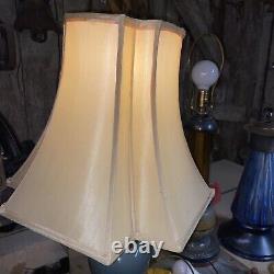 Vintage 12 SIDED DECO Structured Off White Silk Lamp Shade 7x13x15 MUST SEE