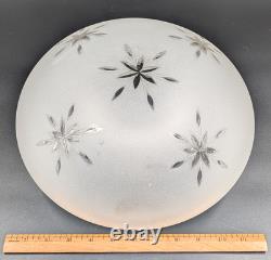 Vintage 12 dia. Mushroom-Shaped Frosted Wheel Cut Glass Shade, 10 Fitter