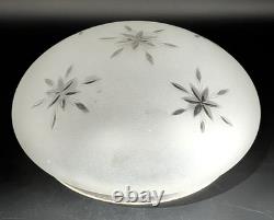 Vintage 12 dia. Mushroom-Shaped Frosted Wheel Cut Glass Shade, 10 Fitter
