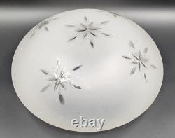 Vintage 12 dia. Mushroom-Shaped Frosted Wheel Cut Glass Shade, 10 Fitter