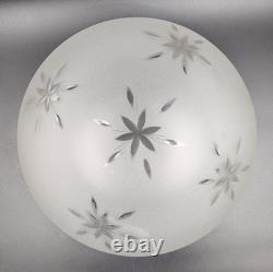 Vintage 12 dia. Mushroom-Shaped Frosted Wheel Cut Glass Shade, 10 Fitter