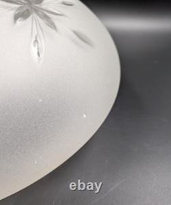 Vintage 12 dia. Mushroom-Shaped Frosted Wheel Cut Glass Shade, 10 Fitter
