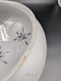 Vintage 12 dia. Mushroom-Shaped Frosted Wheel Cut Glass Shade, 10 Fitter