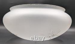 Vintage 12 dia. Mushroom-Shaped Frosted Wheel Cut Glass Shade, 10 Fitter