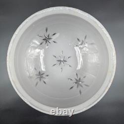 Vintage 12 dia. Mushroom-Shaped Frosted Wheel Cut Glass Shade, 10 Fitter