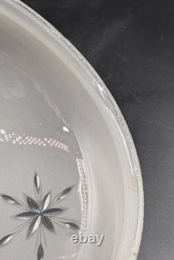 Vintage 12 dia. Mushroom-Shaped Frosted Wheel Cut Glass Shade, 10 Fitter