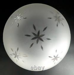 Vintage 12 dia. Mushroom-Shaped Frosted Wheel Cut Glass Shade, 10 Fitter