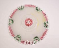 Vintage 14 Ornate Art Deco Glass Floral Ceiling Light Shade Green/Red Accent