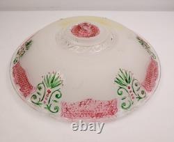 Vintage 14 Ornate Art Deco Glass Floral Ceiling Light Shade Green/Red Accent
